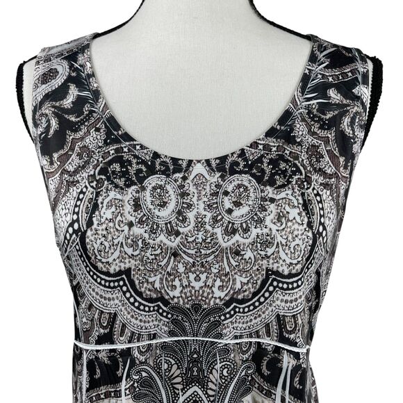 World Unity Women's Midi Dress Large Paisley Sleeveless Rhinestone Embellished - Picture 2 of 10